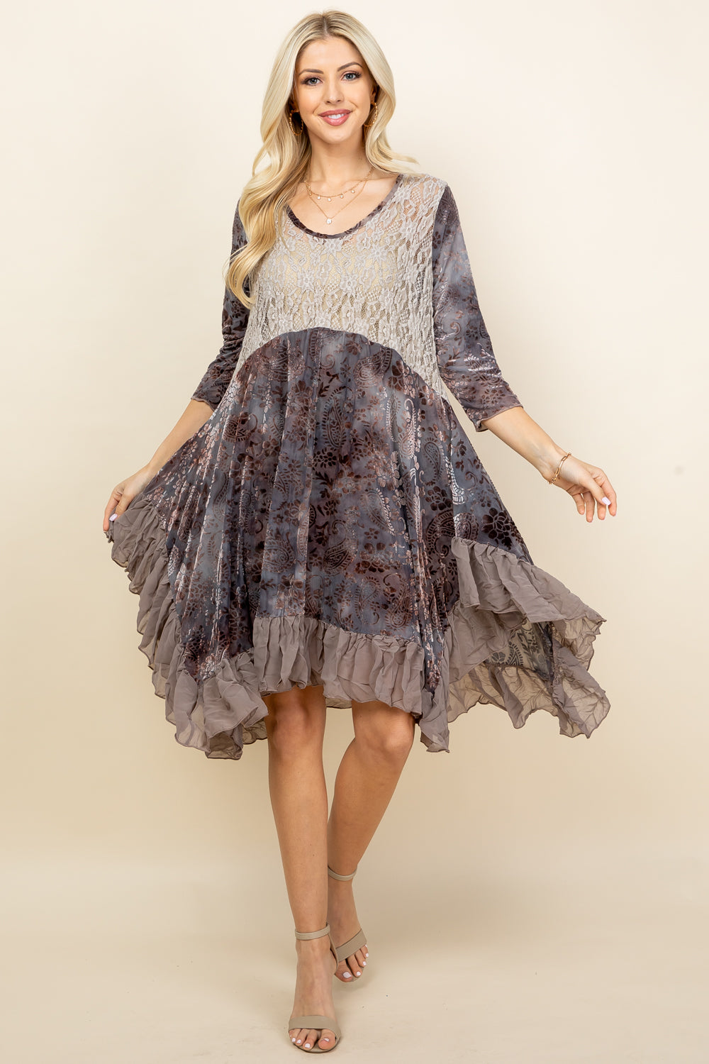 light grey velvet dress Light Gray Velvet Celtic Medieval Dress D2006