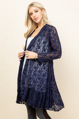 Navy Lace Pucker Jacket - Side