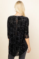 Black Ella Burnout Paisley Velvet Tunic Top - Back