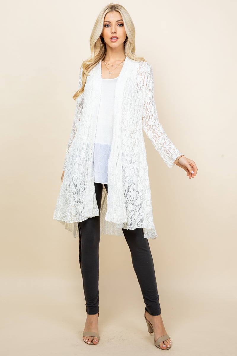 Ivory Lace Pucker Jacket - Full