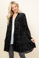 Black Chloe Burnout Paisley Velvet Jacket - Front