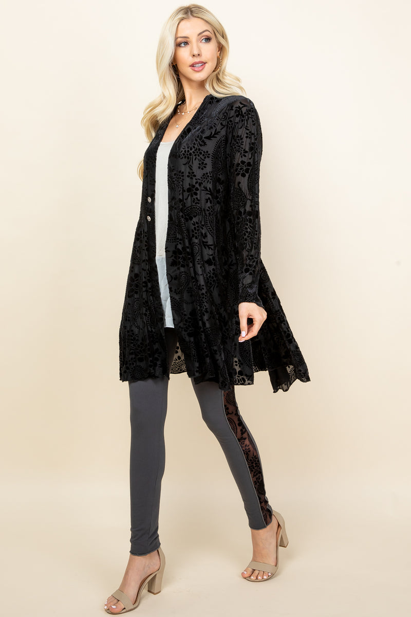 Black Chloe Burnout Paisley Velvet Jacket - Full