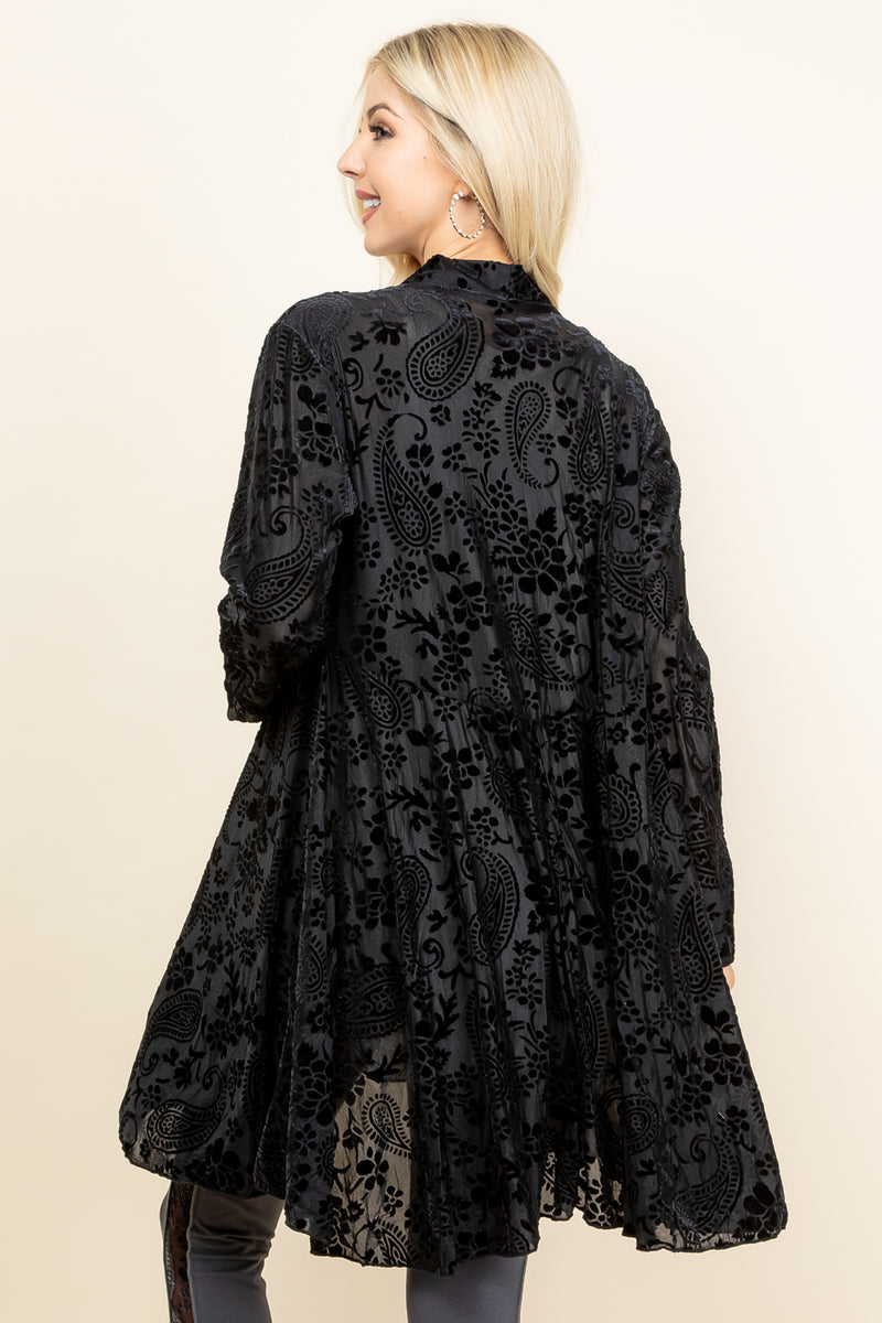 Black Chloe Burnout Paisley Velvet Jacket - Back