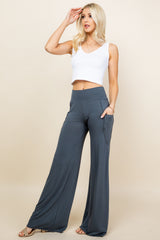 Charcoal Wide Leg Palazzo Pants - Full