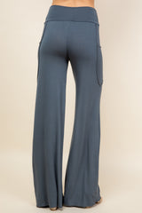 Charcoal Wide Leg Palazzo Pants - Back