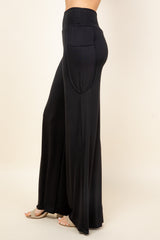 Black Wide Leg Palazzo Pants - Side