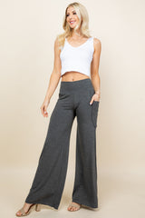 Dark Heather Wide Leg Palazzo Pants - Full