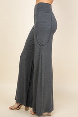 Dark Heather Wide Leg Palazzo Pants - Side