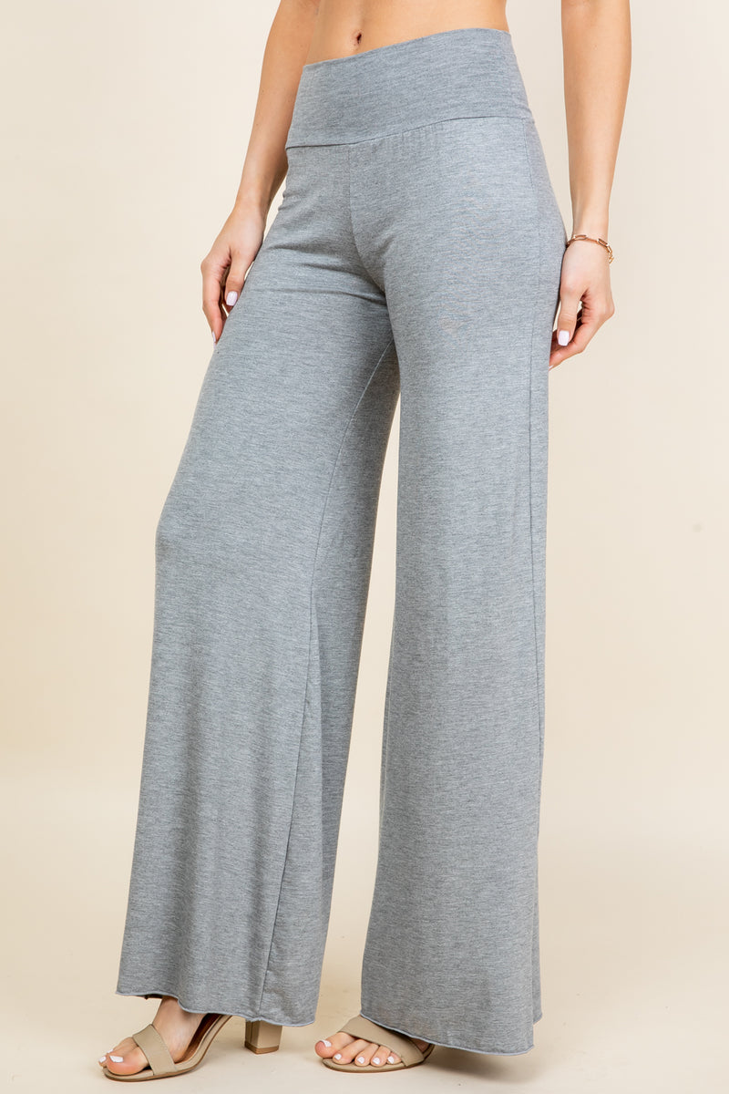 Light Heather Wide Leg Palazzo Pants - Front