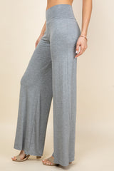 Light Heather Wide Leg Palazzo Pants - Side