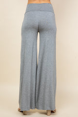 Light Heather Wide Leg Palazzo Pants - Back