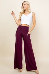 Burgundy Wide Leg Palazzo Pants - Full