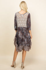 Light Grey Jolie Burnout Paisley Velvet Dress - Back