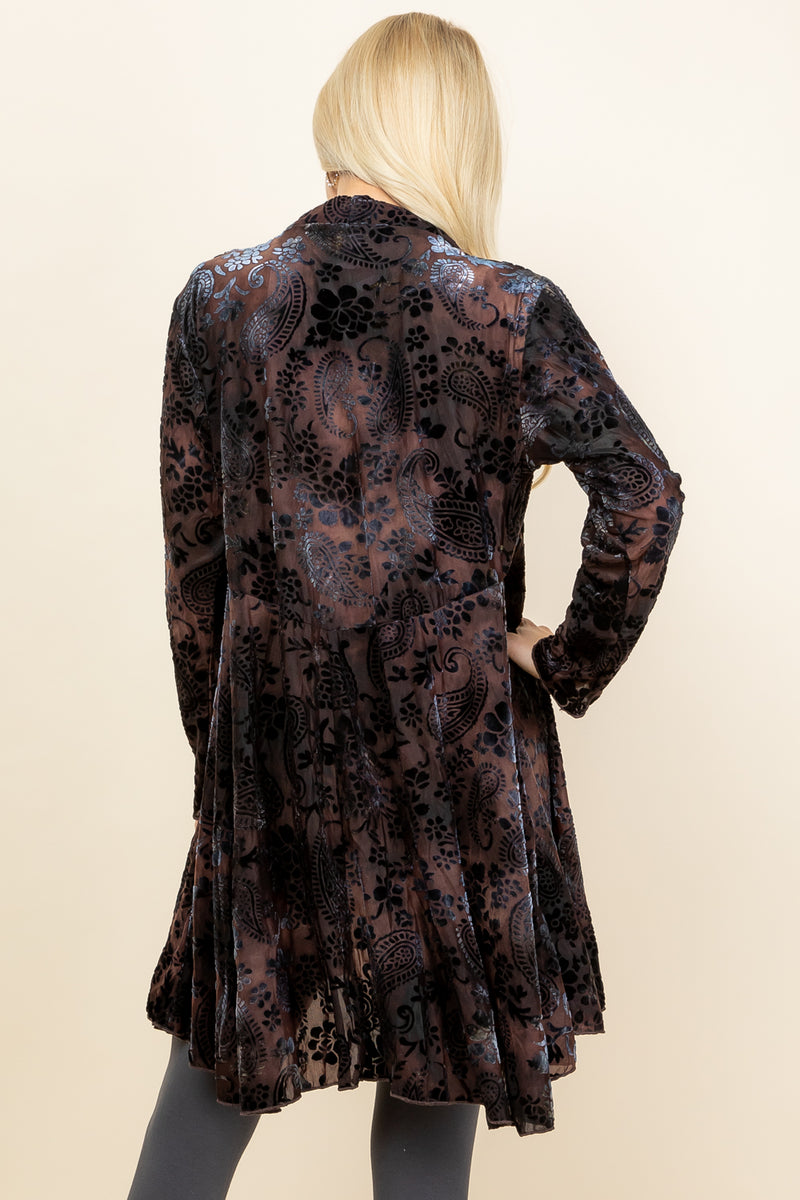 Brown Chloe Burnout Paisley Velvet Jacket - Back