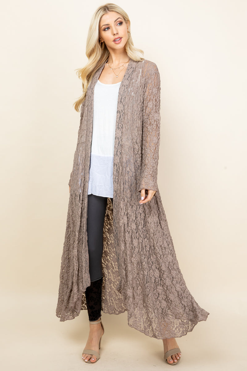 Mocha Lace Long Pucker Jacket - Side