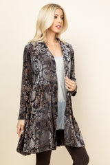 Charcoal Chloe Burnout Paisley Velvet Jacket - Side