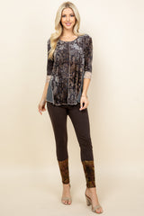 Charcoal Ella Burnout Paisley Velvet Tunic Top - Full