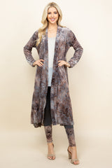 Light Grey Chloe Burnout Paisley Velvet Long Jacket - Front