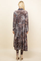 Light Grey Chloe Burnout Paisley Velvet Long Jacket - Back