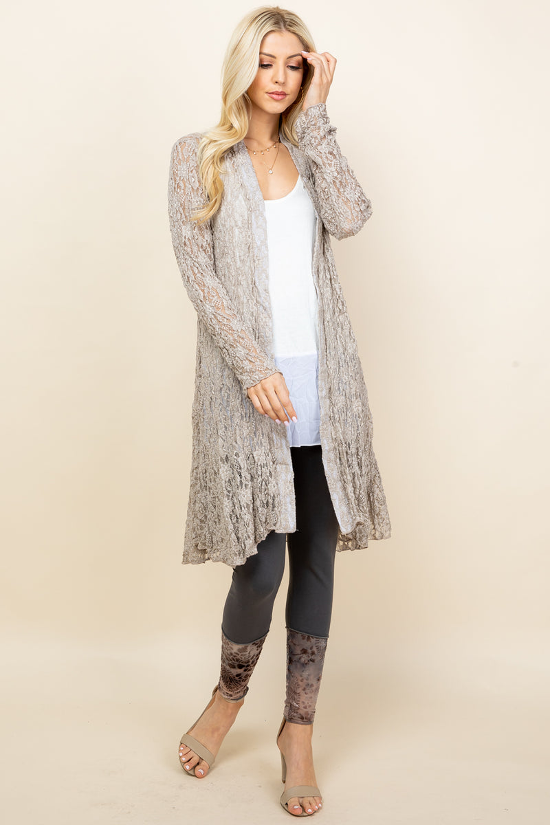 Oatmeal Lace Pucker Jacket - Full