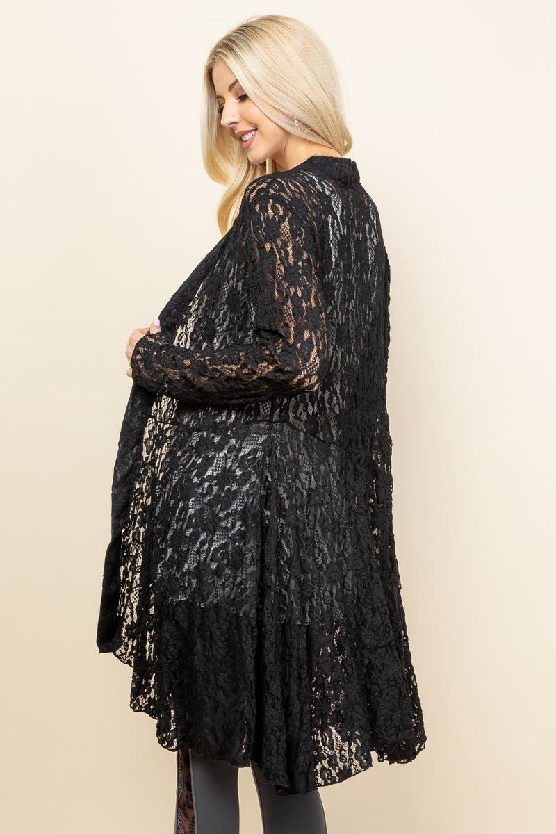 Black Lace Pucker Jacket - Back