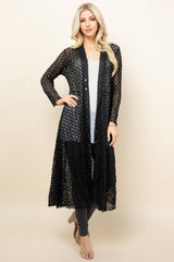 Black Crochet Lace Long Jacket - Full