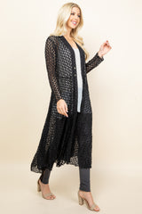Black Crochet Lace Long Jacket -Side