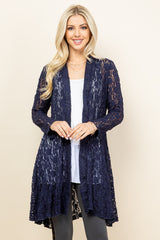 Navy Lace Pucker Jacket - Front