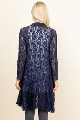 Navy Lace Pucker Jacket - Back