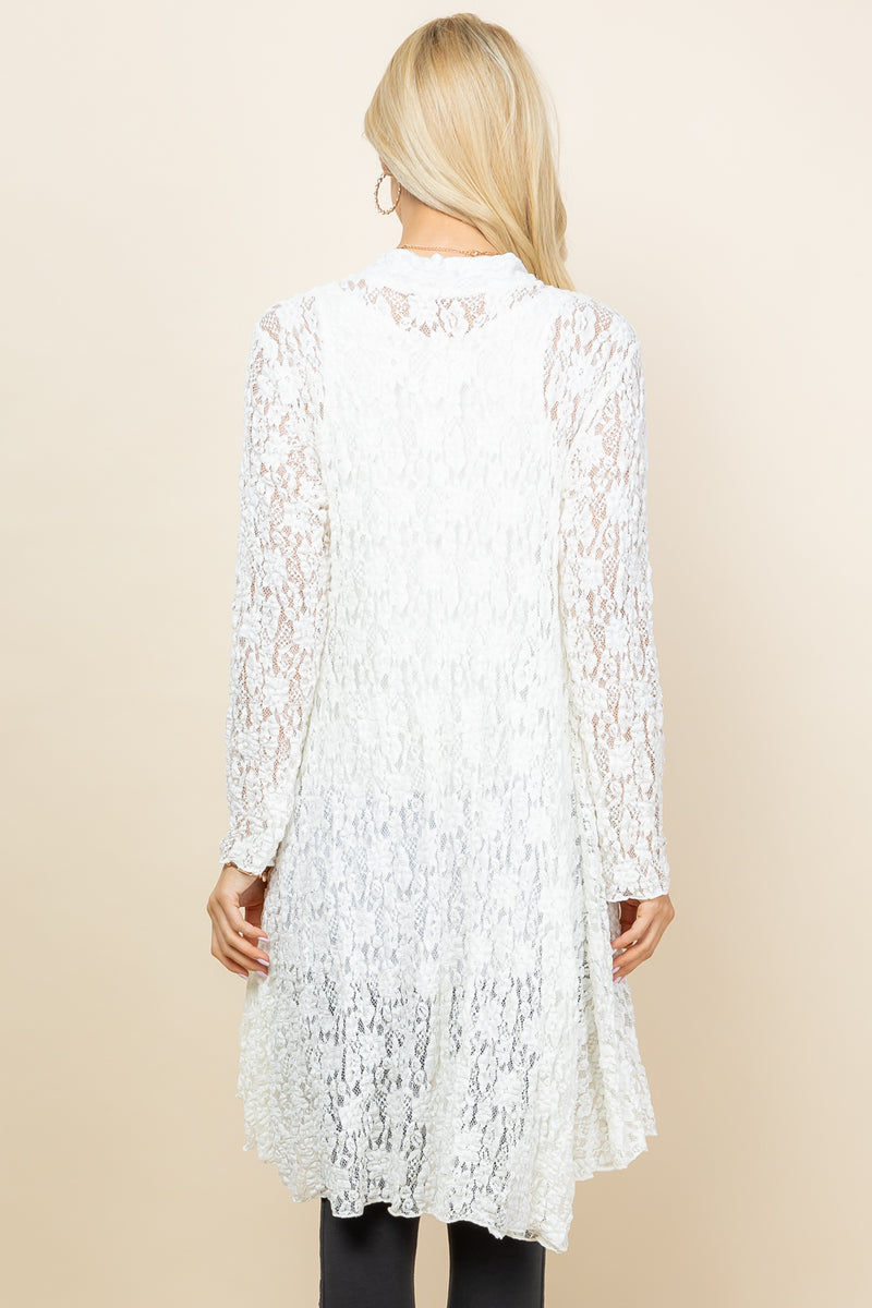 Ivory Lace Pucker Jacket - Back