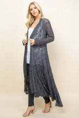 Charcoal Lace Long Pucker Jacket - Side