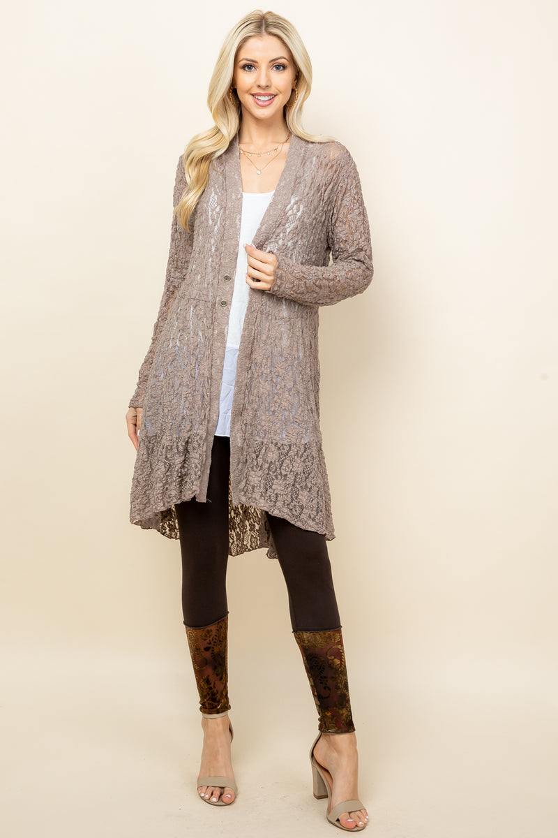 Mocha Lace Pucker Jacket - Full