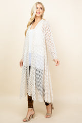 Ivory Crochet Lace Long Jacket - Side