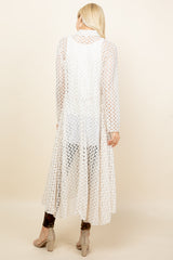 Ivory Crochet Lace Long Jacket - Back