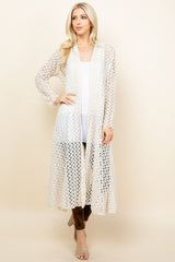 Ivory Crochet Lace Long Jacket - Full