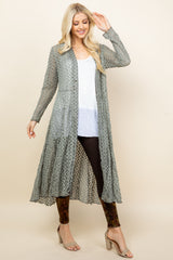 Sage Crochet Lace Long Jacket - Full