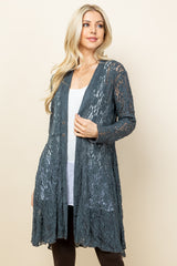Charcoal Lace Pucker Jacket - Front